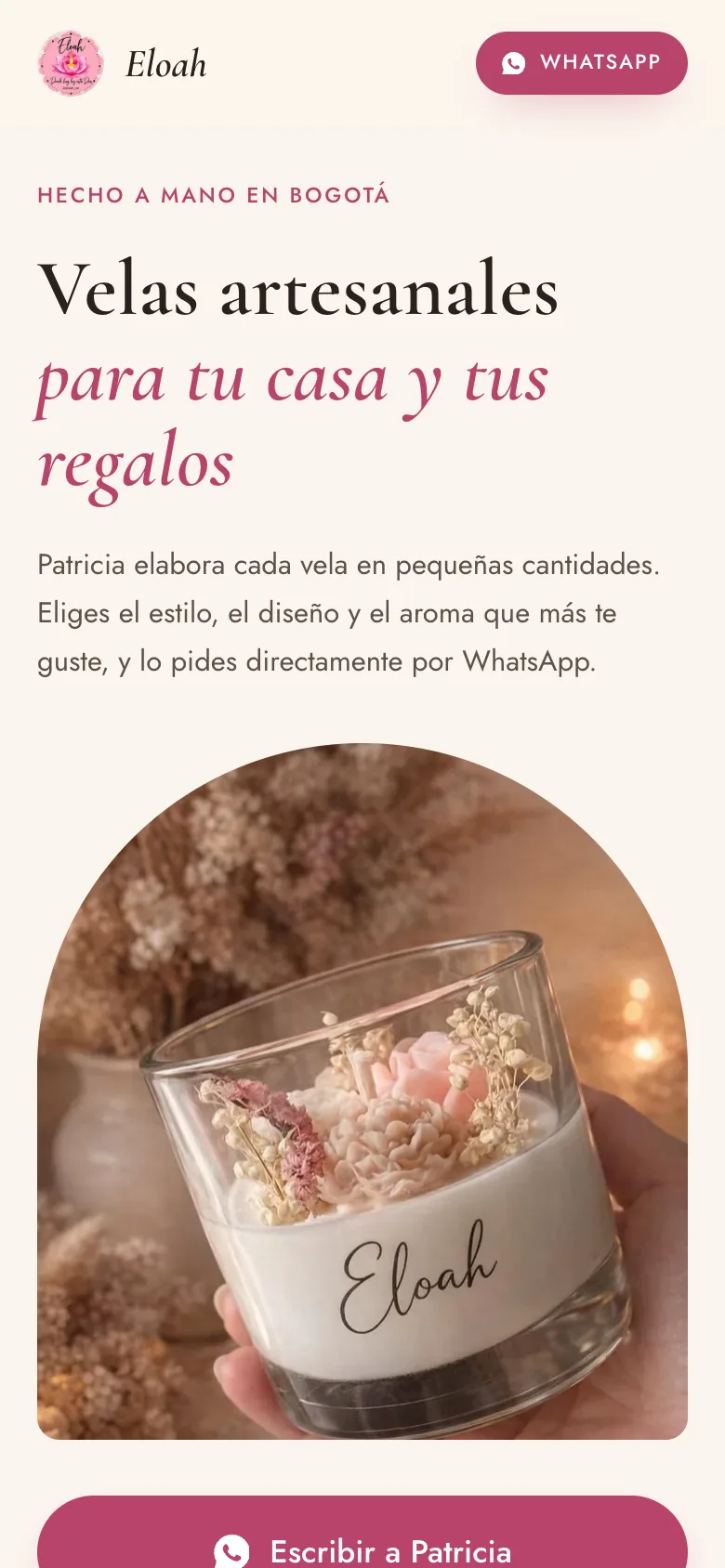 Sitio web de Eloah visto en un celular